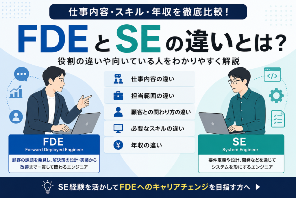 FDEとSEの違いは？仕事内容や働き方・向いている人を比較